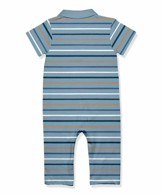Flash Sale π€© Little Millie Dusty Blue & Navy Safari Stripe Collared Short-Sleeve Playsuit - Infant For Baby & Maternity π₯ 3 Flash Sale π€© Little Millie Dusty Blue & Navy Safari Stripe Collared Short-Sleeve Playsuit - Infant For Baby & Maternity π₯ - Image 3
