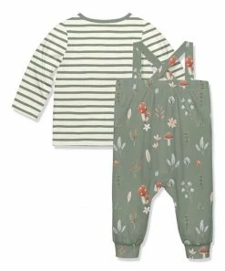 Discount ✔️ Little Millie Loden Frost Stripe Long-Sleeve Top & Mushroom Leaf Overalls - Infant & Toddler For Kids 👍 -Little Millie-shop zu107500635 alt 2 tm1662058957