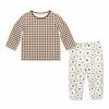 Brand new 😉 Little Millie Brown Gingham Long-Sleeve Top & Tan Flower Pants - Infant For Baby & Maternity ⌛