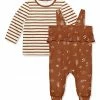 Flash Sale 🎉 Little Millie Baked Clay Stripe Long-Sleeve Top & Snail Leaves Overalls - Infant & Toddler For Kids 😉