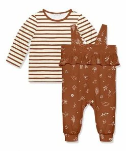 Flash Sale 🎉 Little Millie Baked Clay Stripe Long-Sleeve Top & Snail Leaves Overalls - Infant & Toddler For Kids 😉