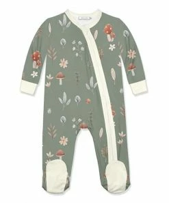 Hot Sale 🥰 Little Millie Loden Frost Leaves & Mushrooms Footie - Infant For Baby & Maternity 🛒