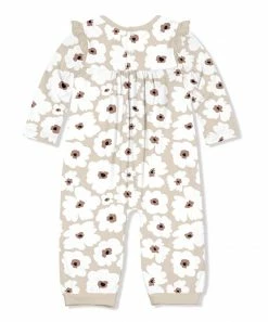 Wholesale 💯 Little Millie Light Tan & White Flower Ruffle-Trim Playsuit - Infant For Baby & Maternity 🎉 -Little Millie-shop zu107500748 alt 2 tm1662058957