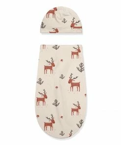 Brand new 🤩 Little Millie Light Tan Woodland Reindeer Swaddle Sack & Beanie - Newborn For Baby & Maternity 👍 -Little Millie-shop zu107500784 alt 2 tm1662058957