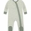 Flash Sale 🔥 Little Millie Loden Frost & White Stripe Footie - Infant For Baby & Maternity 🥰