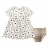 New 🎉 Little Millie Tan Flower Babydoll 👗 Dress & Dark Brown Gingham Diaper Cover - Infant & Toddler For Kids 🧨