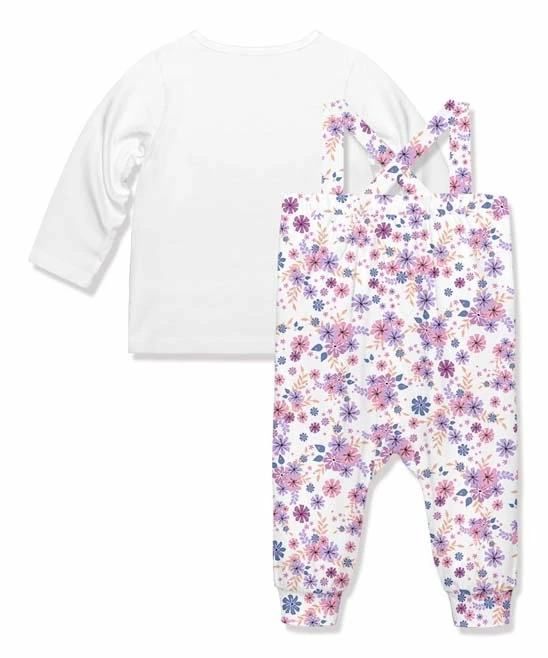 New π Little Millie White & Lilac Meadow Flower Long-Sleeve Top & Ruffle Overalls - Infant & Toddler For Kids β 3 New π Little Millie White & Lilac Meadow Flower Long-Sleeve Top & Ruffle Overalls - Infant & Toddler For Kids β - Image 3