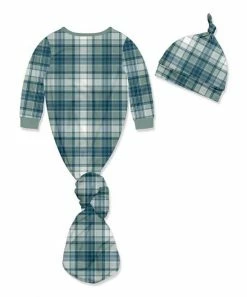 Wholesale ❤️ Little Millie Green & White Plaid Knotted Gown & Knot-Tie Beanie - Infant For Baby & Maternity 💯 -Little Millie-shop zu107507086 alt 2 tm1660237926