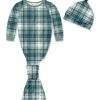 Wholesale ❤️ Little Millie Green & White Plaid Knotted Gown & Knot-Tie Beanie - Infant For Baby & Maternity 💯