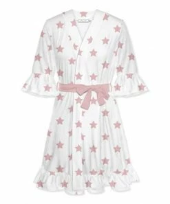 Outlet ⭐ Little Millie White & Pink Stars Ruffle-Hem Robe - 👩 Women 👏