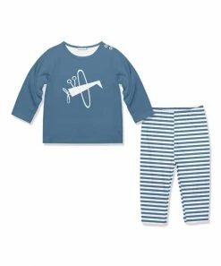 Best deal 🛒 Little Millie Dusty Blue & White Airplane Long-Sleeve Top & Straight-Leg Pants - Infant For Baby & Maternity ⌛