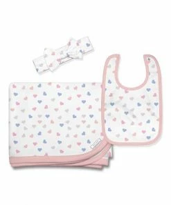 Flash Sale 🌟 Little Millie White & Pink Hearts Bow Soft Headband Set For Baby & Maternity 🎁