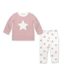Promo ✔️ Little Millie Pink & White Stars Long-Sleeve Top & Straight-Leg Pants - Infant & Toddler For Kids 🎉