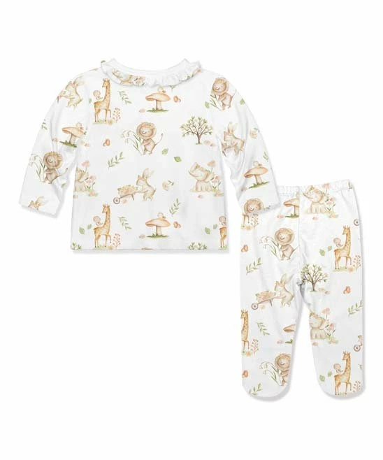 Best Pirce π Little Millie White & Brown Safari Sam Button-Snap Top & Footie Pants - Infant For Baby & Maternity π 3 Best Pirce π Little Millie White & Brown Safari Sam Button-Snap Top & Footie Pants - Infant For Baby & Maternity π - Image 3