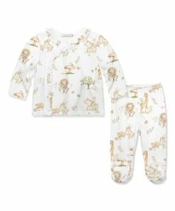 Best Pirce 👍 Little Millie White & Brown Safari Sam Button-Snap Top & Footie Pants - Infant For Baby & Maternity 🔔