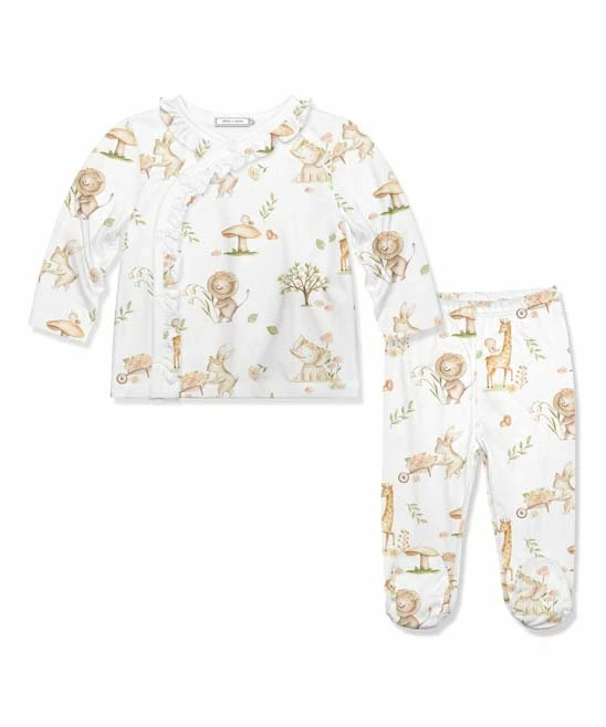 Best Pirce π Little Millie White & Brown Safari Sam Button-Snap Top & Footie Pants - Infant For Baby & Maternity π 1 Best Pirce π Little Millie White & Brown Safari Sam Button-Snap Top & Footie Pants - Infant For Baby & Maternity π
