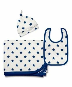 Wholesale 🎁 Little Millie Cream & Cobalt Stars Knot-Tie Beanie Set - Newborn For Baby & Maternity 💯