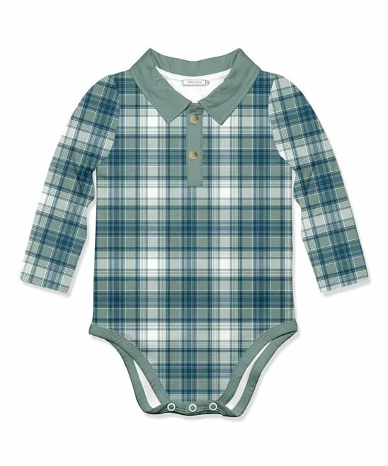 New β€οΈ Little Millie Green & White Plaid Collared Long-Sleeve Bodysuit - Infant For Baby & Maternity π 1 New β€οΈ Little Millie Green & White Plaid Collared Long-Sleeve Bodysuit - Infant For Baby & Maternity π