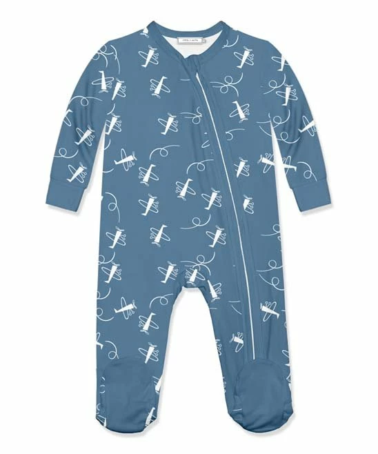 Promo ⭐ Little Millie Dusty Blue Airplane Long-Sleeve Footie - Infant For Baby & Maternity ❤️ 1 Promo ⭐ Little Millie Dusty Blue Airplane Long-Sleeve Footie - Infant For Baby & Maternity ❤️