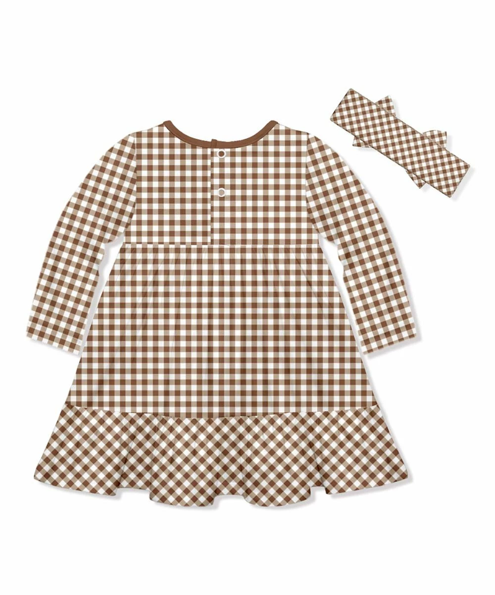 Best Pirce β€οΈ Little Millie Brown Gingham Babydoll π Dress & Bow-Accent Headband - Infant & Toddler For Kids 𧨠2 Best Pirce β€οΈ Little Millie Brown Gingham Babydoll π Dress & Bow-Accent Headband - Infant & Toddler For Kids 𧨠- Image 2