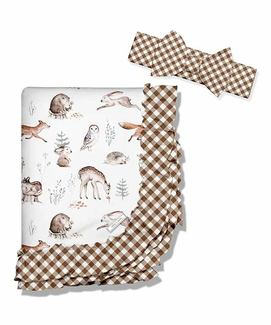Discount π Little Millie White Woodland Animal Blanket & Dark Brown Gingham Headband For Baby & Maternity π 1 Discount π Little Millie White Woodland Animal Blanket & Dark Brown Gingham Headband For Baby & Maternity π