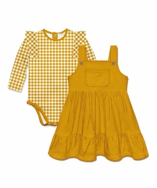Flash Sale β¨ Little Millie Yellow Gingham Bodysuit & A-Line π Dress - Infant & Toddler For Kids β 1 Flash Sale β¨ Little Millie Yellow Gingham Bodysuit & A-Line π Dress - Infant & Toddler For Kids β