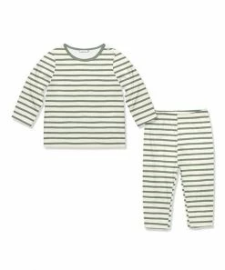 Cheap 👍 Little Millie Green Loden Frost Stripe Long-Sleeve Top & Pants - Infant & Toddler For Kids 😉