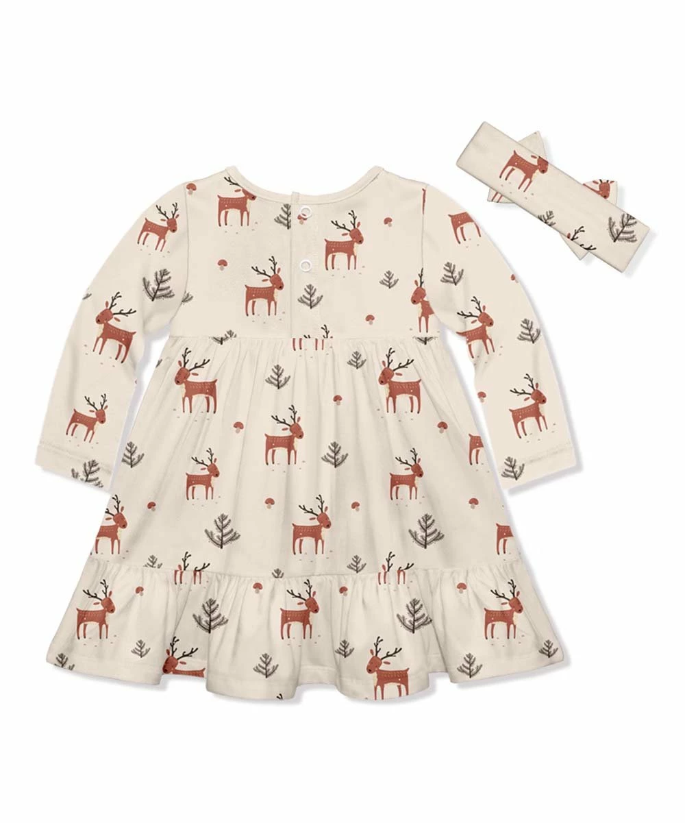 Cheapest π Little Millie Tan Woodland Reindeer π Dress & Bow-Accent Headband - Infant & Toddler For Baby & Maternity 𧨠3 Cheapest π Little Millie Tan Woodland Reindeer π Dress & Bow-Accent Headband - Infant & Toddler For Baby & Maternity 𧨠- Image 3