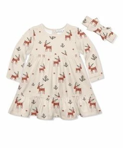 Cheapest 🎉 Little Millie Tan Woodland Reindeer 👗 Dress & Bow-Accent Headband - Infant & Toddler For Baby & Maternity 🧨