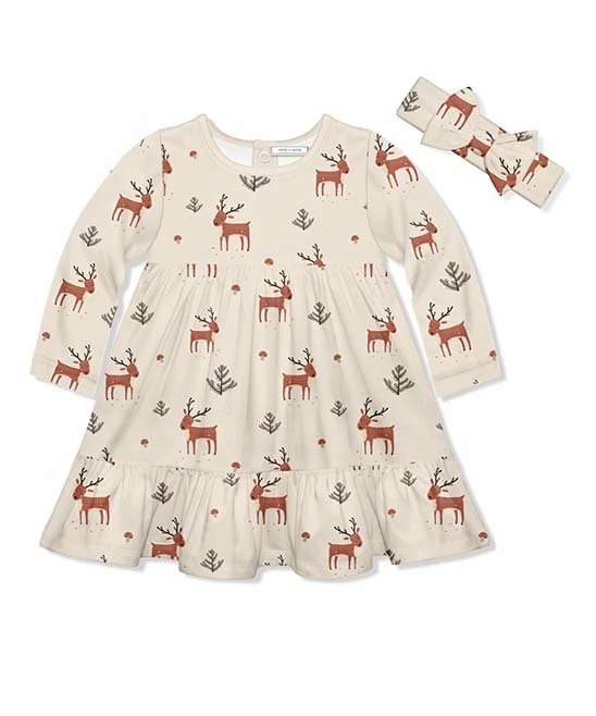 Cheapest π Little Millie Tan Woodland Reindeer π Dress & Bow-Accent Headband - Infant & Toddler For Baby & Maternity 𧨠1 Cheapest π Little Millie Tan Woodland Reindeer π Dress & Bow-Accent Headband - Infant & Toddler For Baby & Maternity π§¨