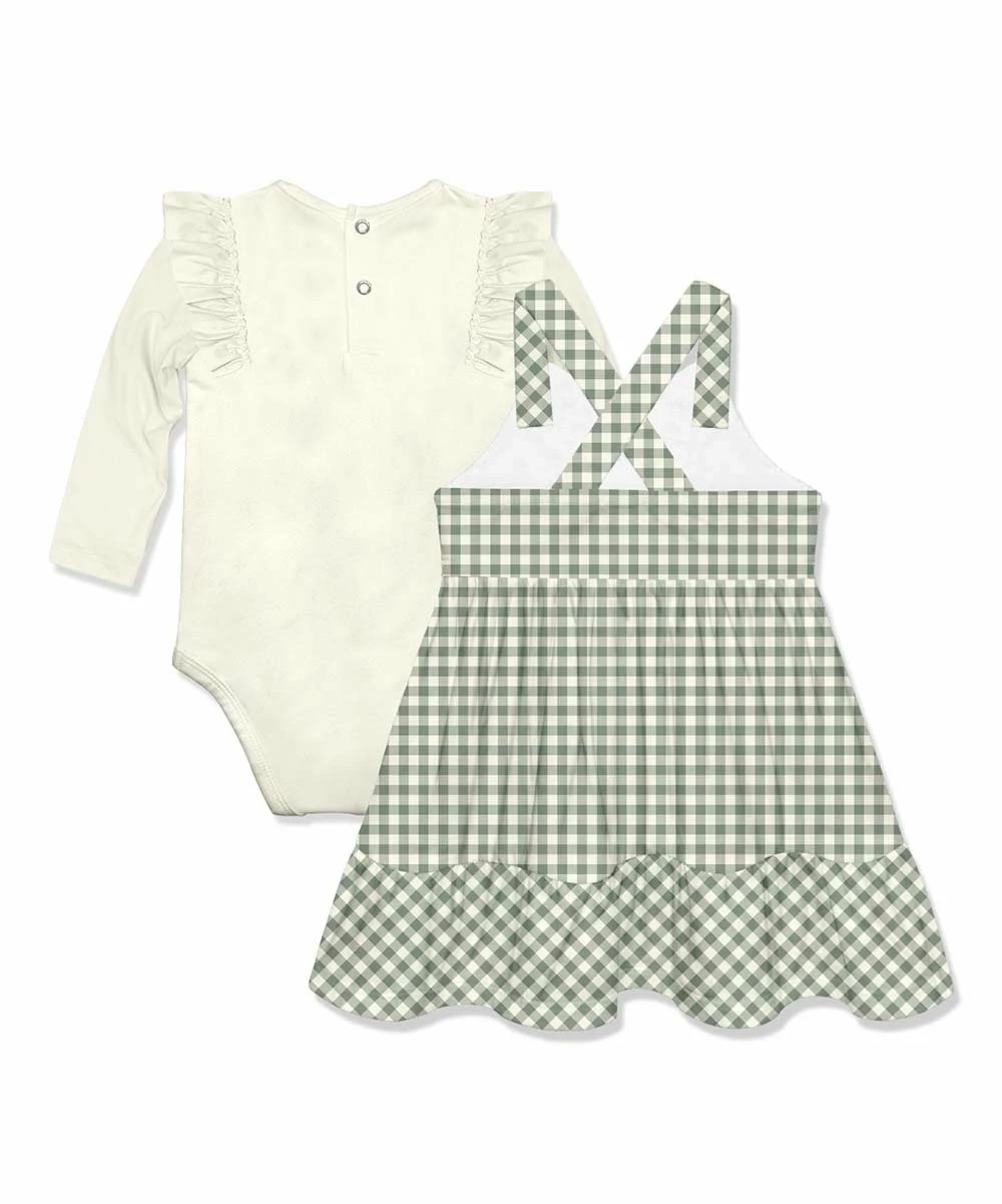 Hot Sale β€οΈ Little Millie Cream Bodysuit & Sage Gingham A-Line π Dress - Infant & Toddler For Kids π 2 Hot Sale β€οΈ Little Millie Cream Bodysuit & Sage Gingham A-Line π Dress - Infant & Toddler For Kids π - Image 2