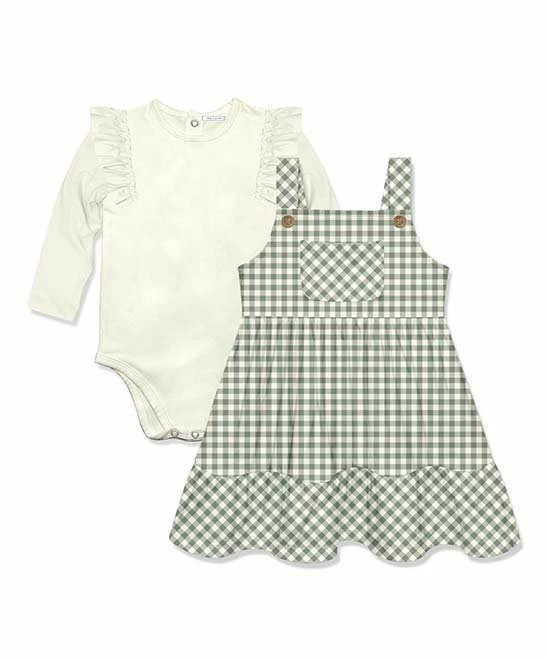 Hot Sale β€οΈ Little Millie Cream Bodysuit & Sage Gingham A-Line π Dress - Infant & Toddler For Kids π 1 Hot Sale β€οΈ Little Millie Cream Bodysuit & Sage Gingham A-Line π Dress - Infant & Toddler For Kids π