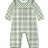 Best Pirce 🌟 Little Millie Loden Frost & Bright White Gingham Ruffle-Trim Playsuit - Infant For Baby & Maternity 🥰