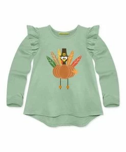 Best deal ❤️ Simply Millie By Millie Loves Lily Sage Turkey Ruffle Long-Sleeve Hi-Low Top - 👧 Girls For Kids ⌛
