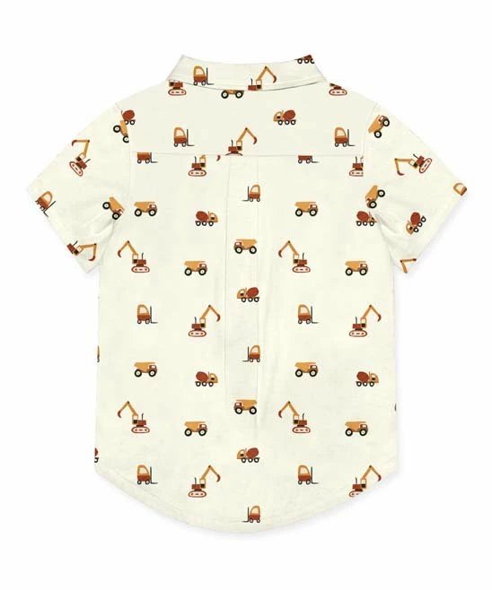 New π Millie & Maxx Cream Roadwork Short-Sleeve Button-Up - Toddler & Boys For Kids β¨ 3 New π Millie & Maxx Cream Roadwork Short-Sleeve Button-Up - Toddler & Boys For Kids β¨ - Image 3