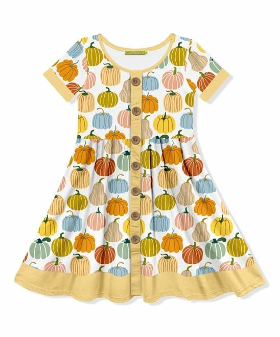 Outlet π Millie Loves Lily White Pumpkin Varieties Button-Up A-Line π Dress - π§ Girls For Kids π 1 Outlet π Millie Loves Lily White Pumpkin Varieties Button-Up A-Line π Dress - π§ Girls For Kids π