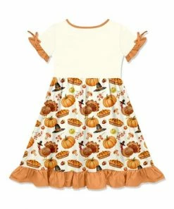 Cheapest 😍 Millie Loves Lily Cream & Clay Pilgrim Party Bow-Sleeve Pocket A-Line 👗 Dress - 👧 Girls For Kids 🧨 -Little Millie-shop zu107730896 alt 2 tm1659031904