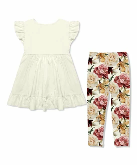 Outlet π Millie Loves Lily Cream Angel-Sleeve Top & Floral Harvest Leggings - Infant, Toddler & π§ Girls For Kids π₯° 3 Outlet π Millie Loves Lily Cream Angel-Sleeve Top & Floral Harvest Leggings - Infant, Toddler & π§ Girls For Kids π₯° - Image 3