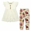 Outlet 🔔 Millie Loves Lily Cream Angel-Sleeve Top & Floral Harvest Leggings - Infant, Toddler & 👧 Girls For Kids 🥰