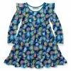 Best deal 🌟 Millie Loves Lily Teal Technicolor Leopard Angel-Sleeve 👗 Dress - Infant, Toddler & 👧 Girls For Kids 😀
