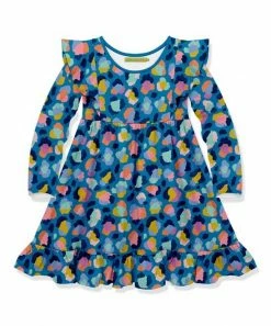Best deal 🌟 Millie Loves Lily Teal Technicolor Leopard Angel-Sleeve 👗 Dress - Infant, Toddler & 👧 Girls For Kids 😀