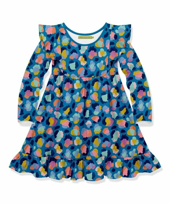 Best deal π Millie Loves Lily Teal Technicolor Leopard Angel-Sleeve π Dress - Infant, Toddler & π§ Girls For Kids π 1 Best deal π Millie Loves Lily Teal Technicolor Leopard Angel-Sleeve π Dress - Infant, Toddler & π§ Girls For Kids π