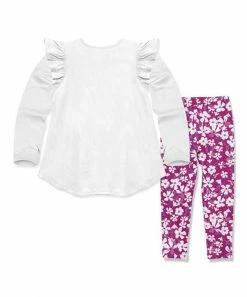 Cheap ✔️ Millie Loves Lily White Ruffle Long-Sleeve Top & Pink Floral Wind Leggings - Infant, Toddler & 👧 Girls For Kids ⭐ -Little Millie-shop zu107731742 alt 2 tm1659034067