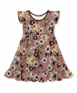 Cheapest 🎉 Millie Loves Lily Mauve Floral Angel-Sleeve 👗 Dress - 👧 Girls For Kids 😀