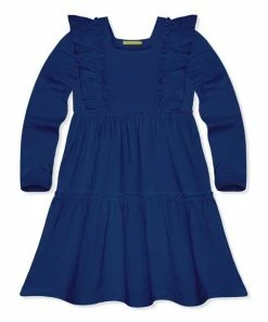 Best Sale ⭐ Simply Millie By Millie Loves Lily Navy Ruffle Tiered Long-Sleeve A-Line 👗 Dress - Infant & Toddler For Kids 😀