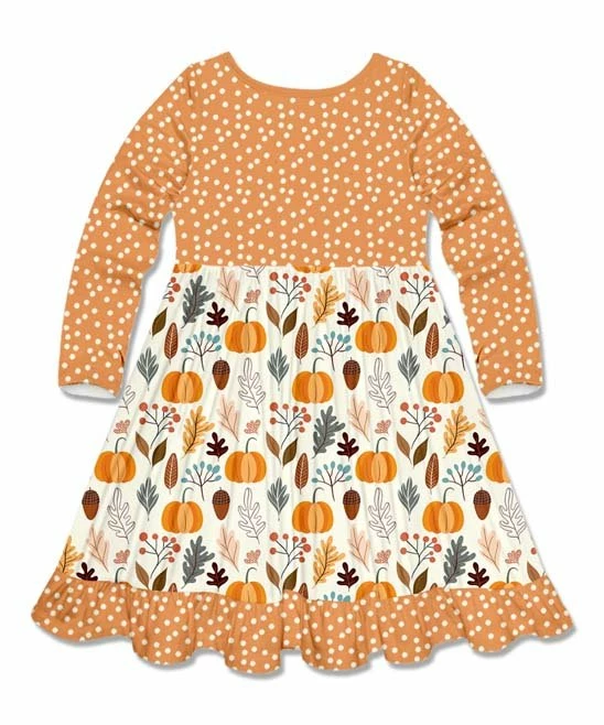 Flash Sale β¨ Millie Loves Lily Cream & Orange Autumn Frost Pocket Long-Sleeve A-Line π Dress - π§ Girls For Kids 𧨠3 Flash Sale β¨ Millie Loves Lily Cream & Orange Autumn Frost Pocket Long-Sleeve A-Line π Dress - π§ Girls For Kids 𧨠- Image 3