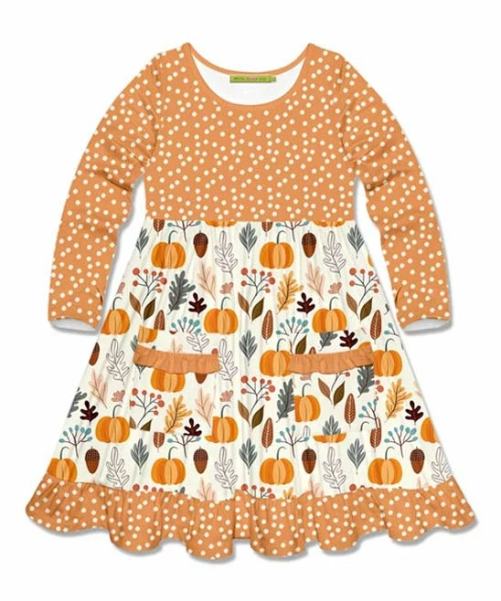 Flash Sale β¨ Millie Loves Lily Cream & Orange Autumn Frost Pocket Long-Sleeve A-Line π Dress - π§ Girls For Kids 𧨠1 Flash Sale β¨ Millie Loves Lily Cream & Orange Autumn Frost Pocket Long-Sleeve A-Line π Dress - π§ Girls For Kids π§¨
