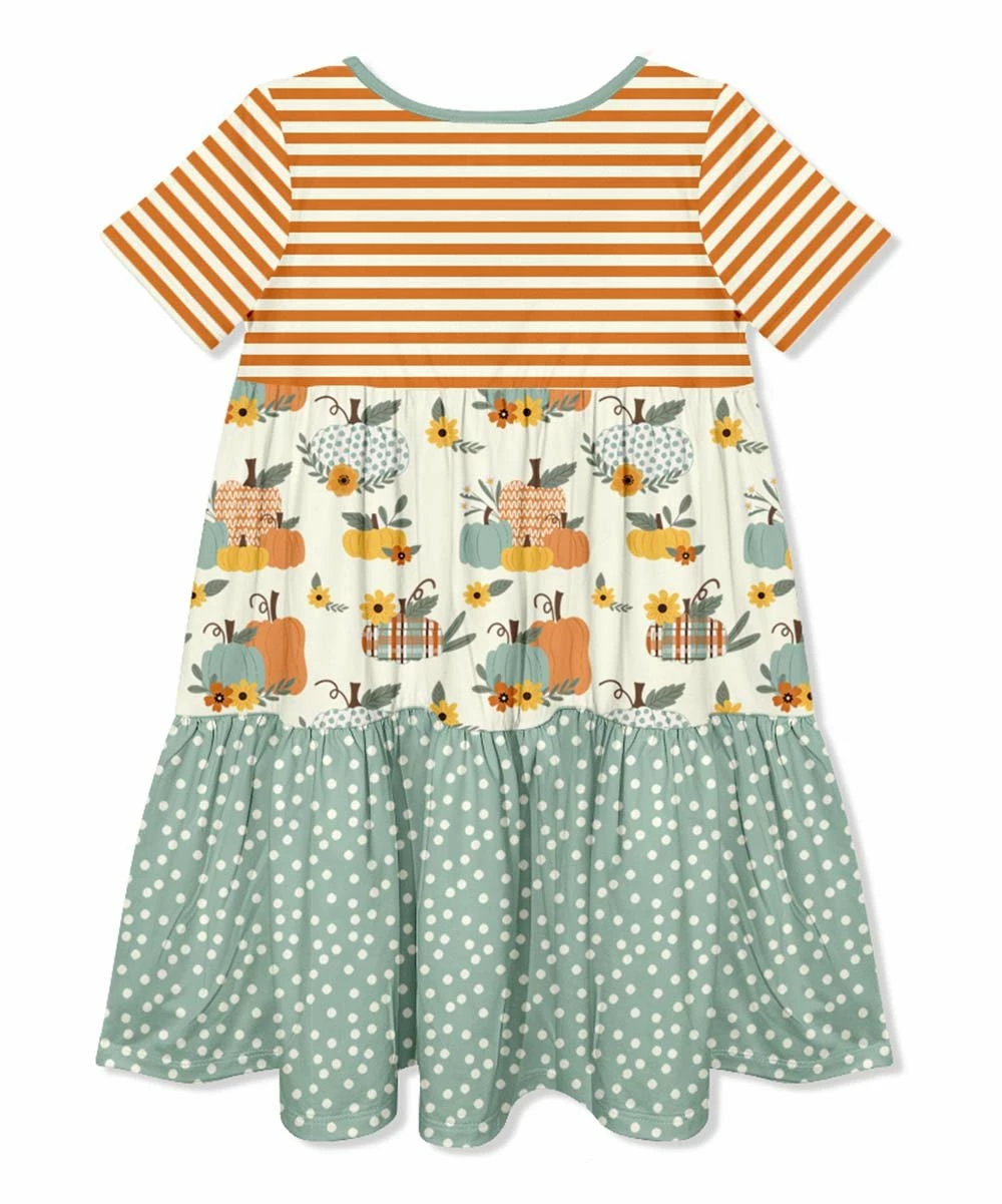 Best Sale β Millie Loves Lily Cream & Rust Pumpkin Patchwork Tiered Button-Front Shift π Dress - π§ Girls For Kids π₯ 3 Best Sale β Millie Loves Lily Cream & Rust Pumpkin Patchwork Tiered Button-Front Shift π Dress - π§ Girls For Kids π₯ - Image 3
