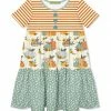 Best Sale ⭐ Millie Loves Lily Cream & Rust Pumpkin Patchwork Tiered Button-Front Shift 👗 Dress - 👧 Girls For Kids 🔥