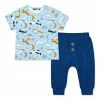 Cheapest 😉 Little Millie Blue Airplanes Clouds Snap-Shoulder Tee & Navy Joggers - Infant For Baby & Maternity 💯